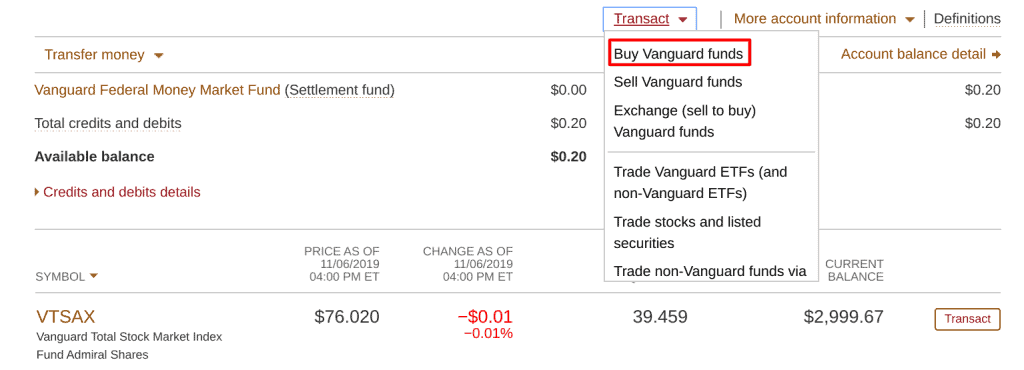 Buying Vanguard Funds